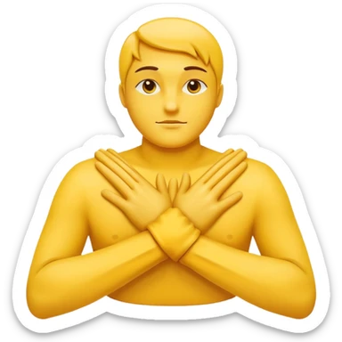 two yellow hands crossed over the chest in an X shape, minimal shading, calm and graceful appearance sticker