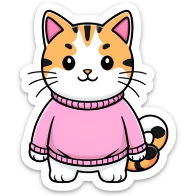 pink sweater with cat sticker