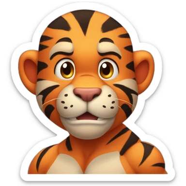 Tigger with a muscle chest and skinny arms sticker