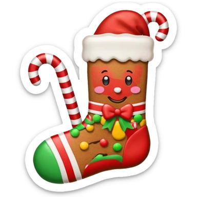 gingerbread cookie in chritmast sock shape sticker