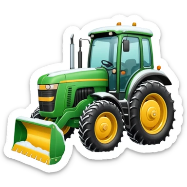 Big Green tractor with yellow blade pushing snow sticker