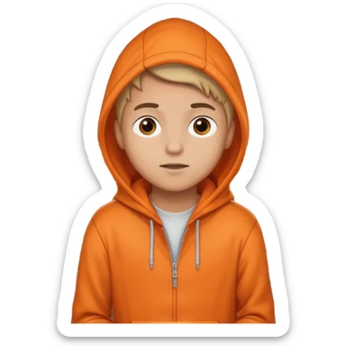 Boy in Orange hoodie in the back of a bus sticker