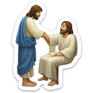 Jesus healing a leper in Galilee sticker