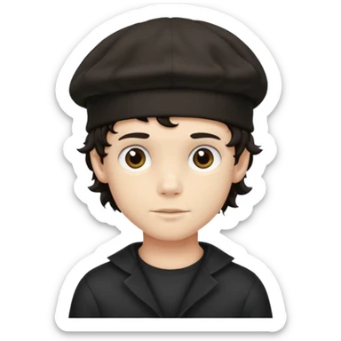 young boy dark hair with skullcap and curly sidelocks sticker