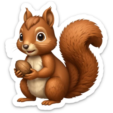 Squirrel hold a big acorn sticker