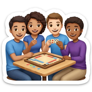 Four friends playing board game sticker