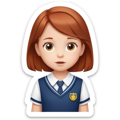 baby girl in school uniform dress with redesh brown hair sticker