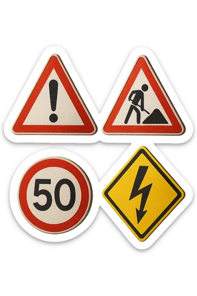 segnali di allarme 3d fluttuano in aria, iperrealistici 4k sticker