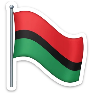 A flag with red on the top black in the middle and green on the bottom sticker