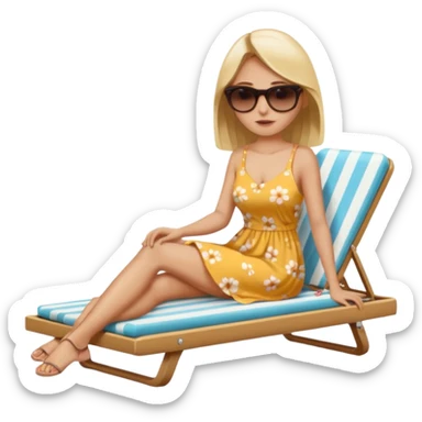 woman sitting on a sunbed - she must be dressed normally sticker