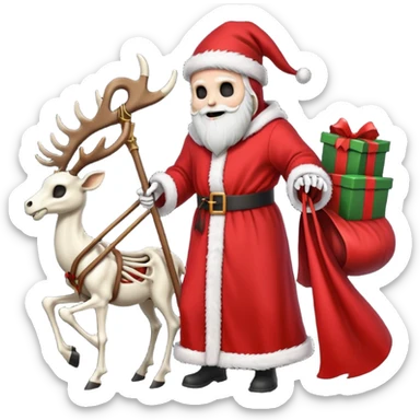 the Grim reaper dressed as Santa.... What gifts would be in his Sleigh.... What would his Sleigh likely look like.... Would the reindeer be skeletons, or ordinary reindeer sticker