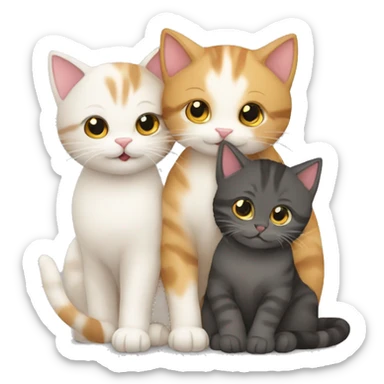 two cats hugging their kitten sticker
