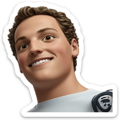 smiling boy in white shirt sticker