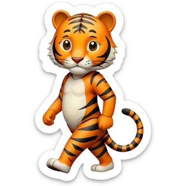 anthropomorphised tiger in leisure wear walking upright sticker