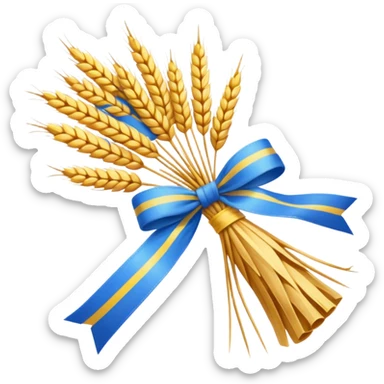 Emoji of a wheat sheaf tied with a ribbon, Ukrainian Christmas symbol, flat emoji style sticker