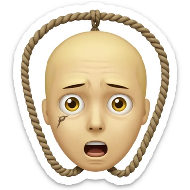 😔 with noose around neck. IOS themed emoji with regular yellowish skin(not completely yellow) only head sticker