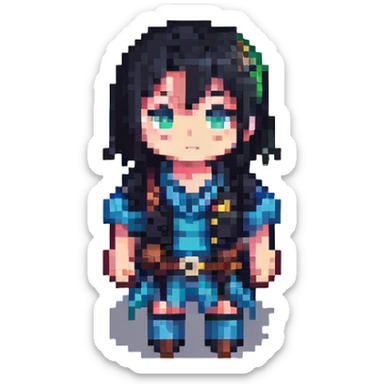 anime character in pixel art style sticker