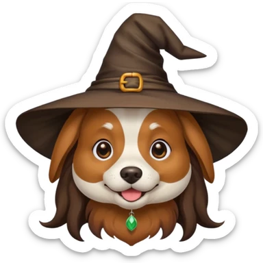 dog with witches hat sticker