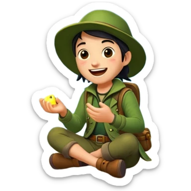 forest rogue laughing while fireflies scatter sticker