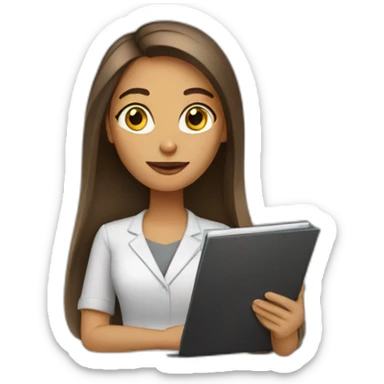 Long brow hair woman with a notebook at work sticker