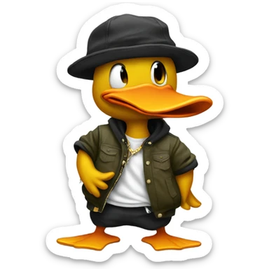 A duck dressed like a rapper rapping sticker