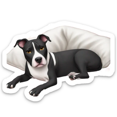 Black and white pit-bull with blanket sticker