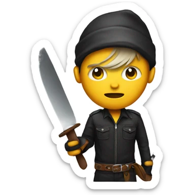 the rockstar emoji holding a knife  sticker