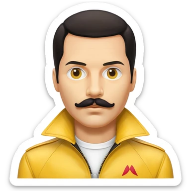 Freddie Mercury with mustache and yellow jacket sticker