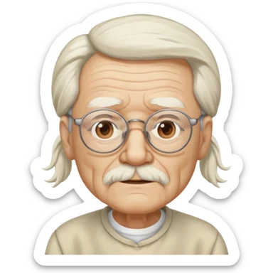 Old man with glasses and long white pony tail sticker