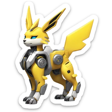 Futuristic mechanical Renamon-Jolteon-Eevee-mecha full body sticker