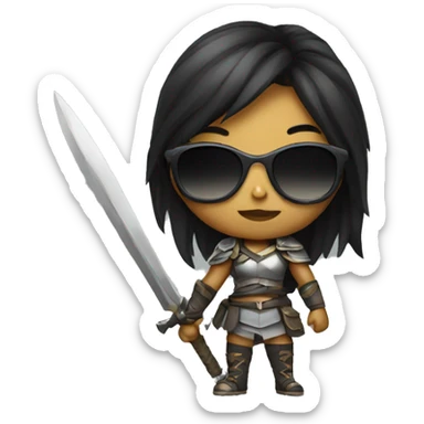 Girl warrior with dark sunglasses sticker