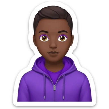 Quincy Brown with dark brown hair, purple outfit sticker