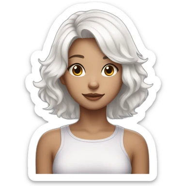 young cat girl with white hair sticker