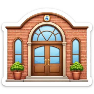 Community center building with a welcome sign sticker