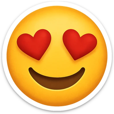 yellow face with love eyes emoji, digital illustration, no background sticker