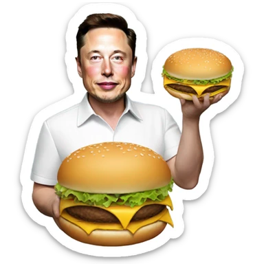 elon musk with cheeseburger sticker