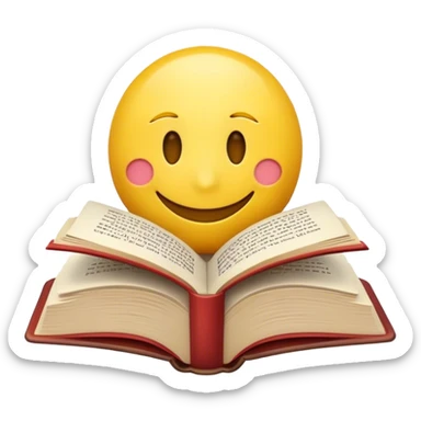 smiley emoji reading book sticker