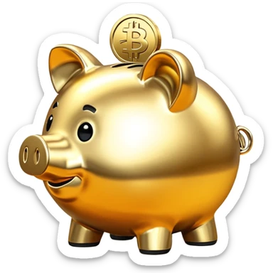 with piggybank with crypto golden piggybank sticker