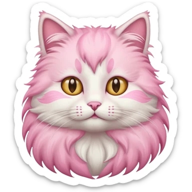 Fluffy cat with pastel pink fur. sticker