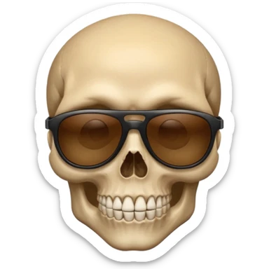 Make a skull face with sunglasses down a bit so you can see his eyes and his left eye brow up a bit make it look like an emoji sticker