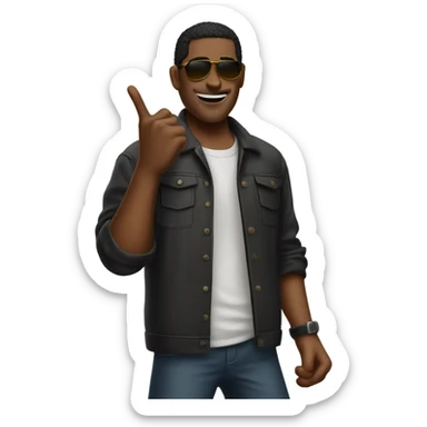 Cool guy with finger guns sticker