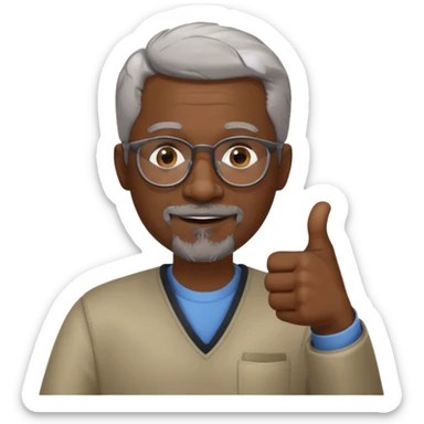 African American short graying hair and graying goatee man with eyeglasses giving thumbs up sign sticker