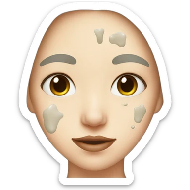 female face with large irregular milk stains sticker