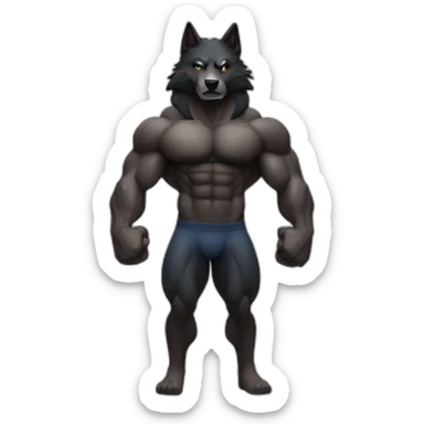 Bodybuilder black wolf pumping mancuernas sticker