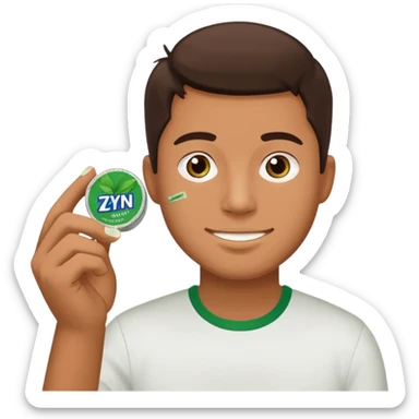 Man holding Zyn spearmint snus sticker