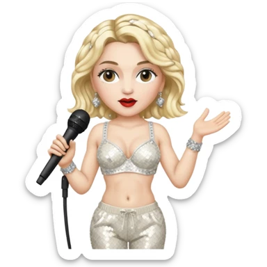 Madonna with ivory sequin bra, ivory sequin baggy pants  sticker