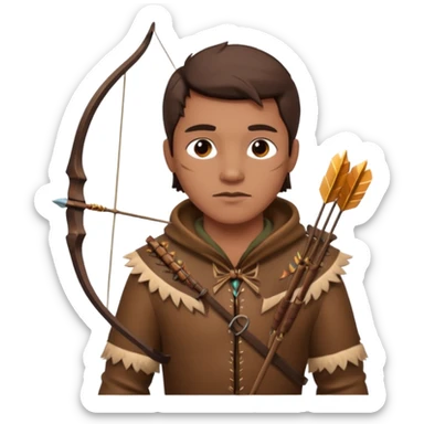 The classic hunter image with a bow and arrow on his back, dressed in brown with some animal made decorations sticker