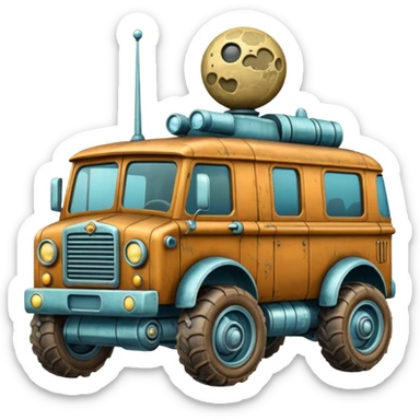  antique tall truck robotic twenty passenger Moon rover Scooby Doo sticker