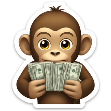Monkey holding money sticker