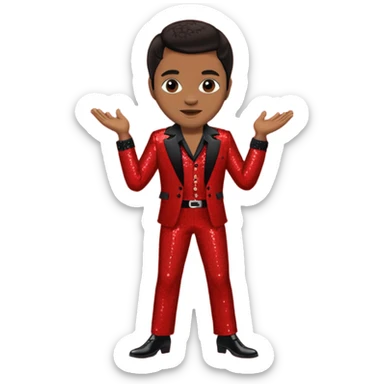 Jackie Wilson with dark brown hair, red sequin outfit sticker